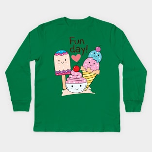 ice cream fun day Kids Long Sleeve T-Shirt